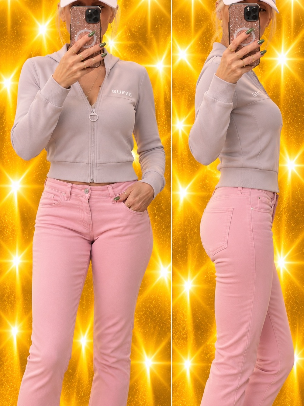 GUESS Women’s full zip Pale pink